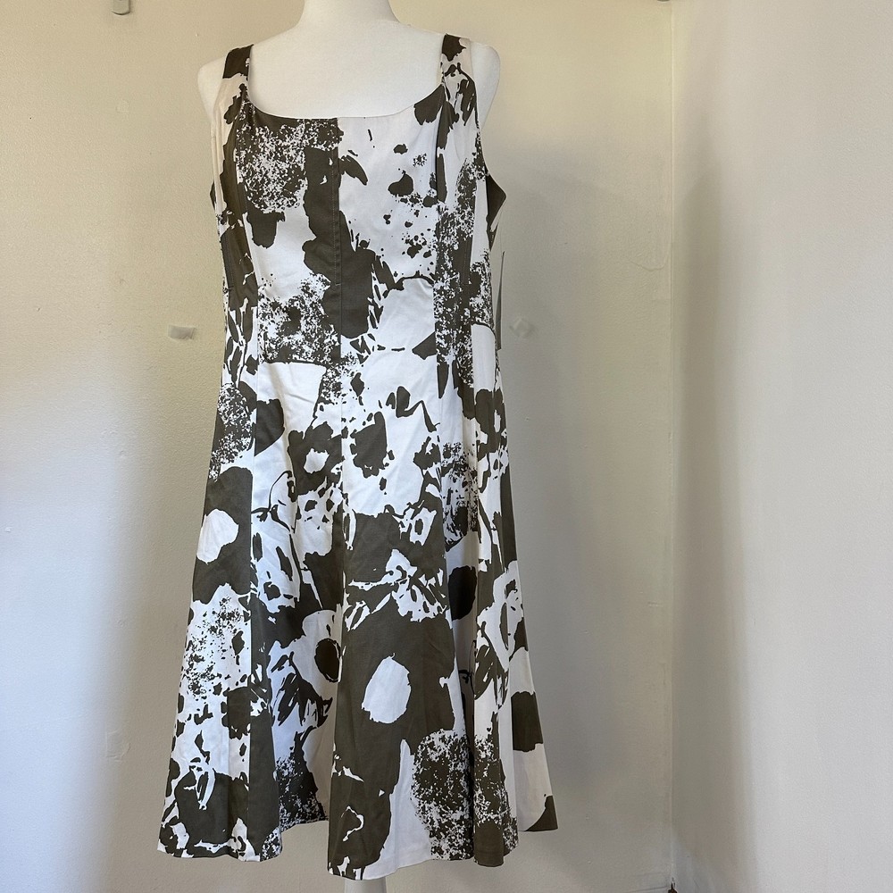 Jones New York Army/Ivory Dress - Size 16